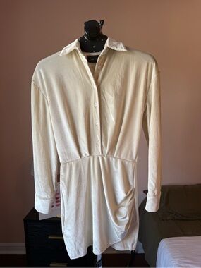 Cider Cream Satin Shirt Dress